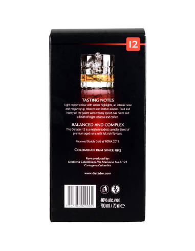 Dictador Rhum 12 Ans Rum 40° 0.7l Ambré